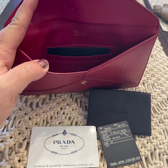 Prada Vitello Move envelope wallet in Ibisco (hibiscus) Pink - Picture 7 of 12